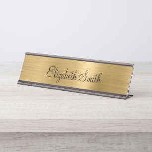 Girly Gold Metallic Desk Name Plate