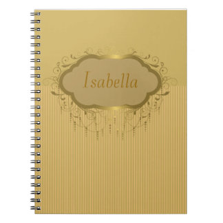 Girly Gold Ornate Stripe Notebook