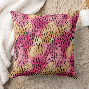 Girly Gold Pink Leopard Cushion