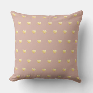Girly Golden Hearts on Dark Blush Pink Cushion
