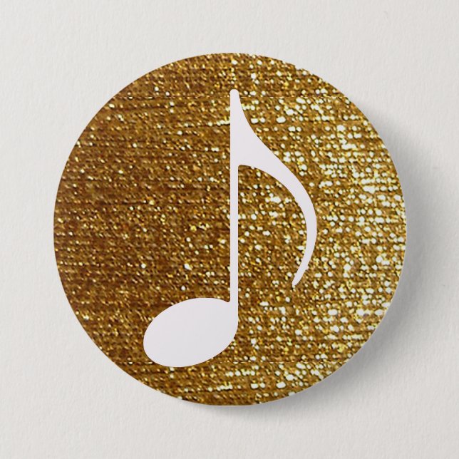 girly golden musical note 7.5 cm round badge (Front)