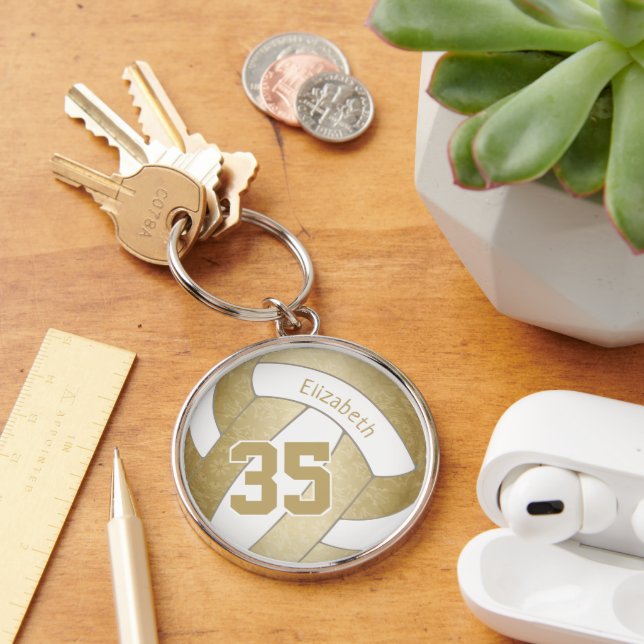 girly golden personalised volleyball keychain (Desk)