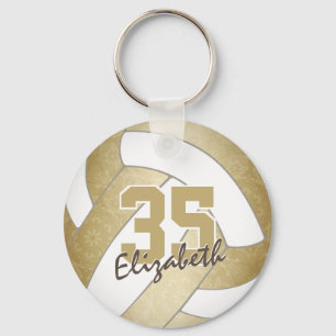girly golden personalised volleyball keychain