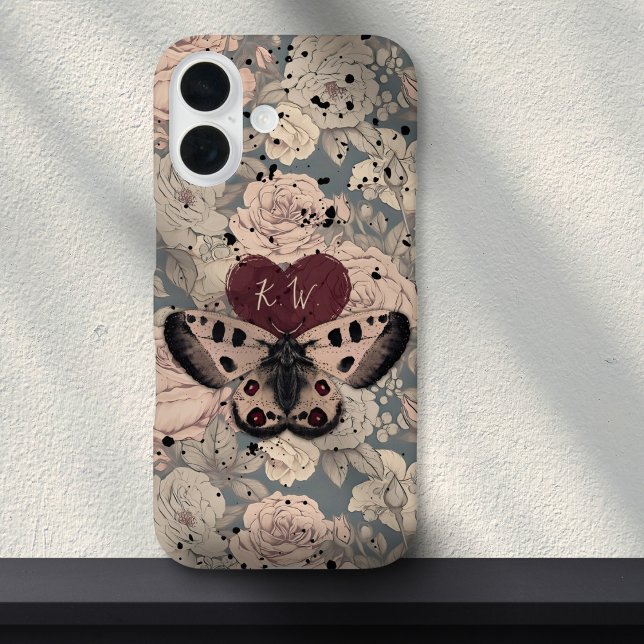 Girly Gothic Butterfly Moth Roses Grunge Monogram  Case-Mate iPhone Case (Creator Uploaded)