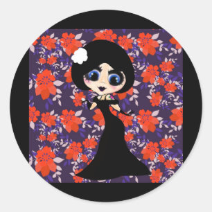 Girly Gothic Girl Gifts Classic Round Sticker