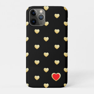 Girly Gothic Gold Hearts on Solid Colour iPhone 11 Pro Case