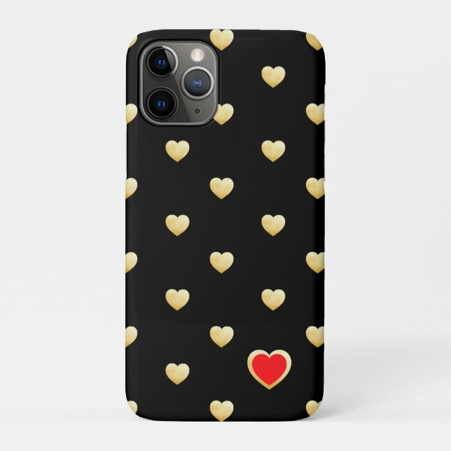 Girly Gothic Gold Hearts on Solid Colour Case-Mate iPhone Case (Back)