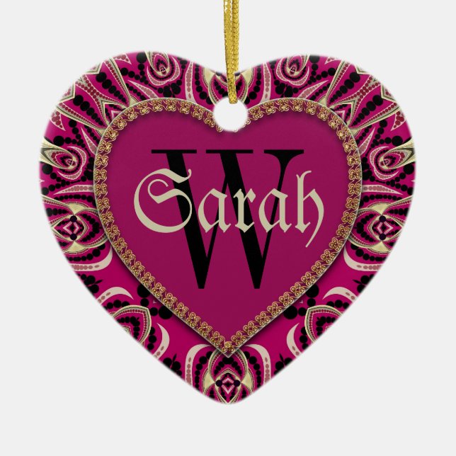 Girly Gothic Pink  Custom Door Name Ornament (Front)