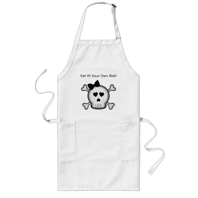 Girly Gothic Skull n Crossbones Long Apron (Front)