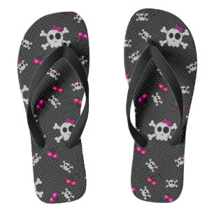 Girly Gothic Skulls Flip Flops