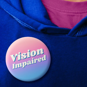 Girly Gradient Pink Blue Vision Impaired 3 Cm Round Badge