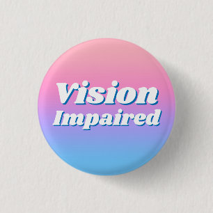 Girly Gradient Pink Blue Vision Impaired 3 Cm Round Badge