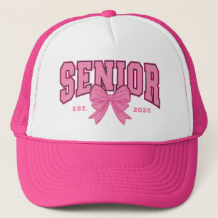 Girly Graduation Coquette Senior 2026 Pink Bow Trucker Hat