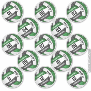 girly green black volleyball player names set 13