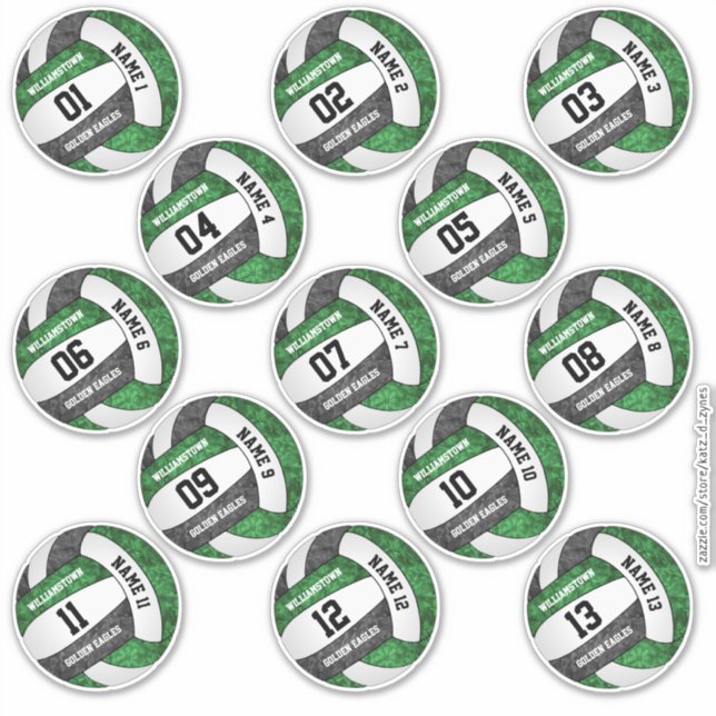 girly green black volleyball player names set 13 (Front)