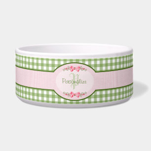 Girly Green Gingham Monogram With Name