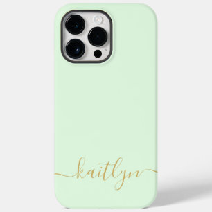 Girly Green Monogram Modern Script Personalised Case-Mate iPhone 14 Pro Max Case
