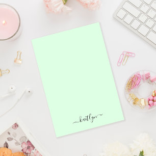 Girly Green Monogram Modern Script Personalised Post-it Notes