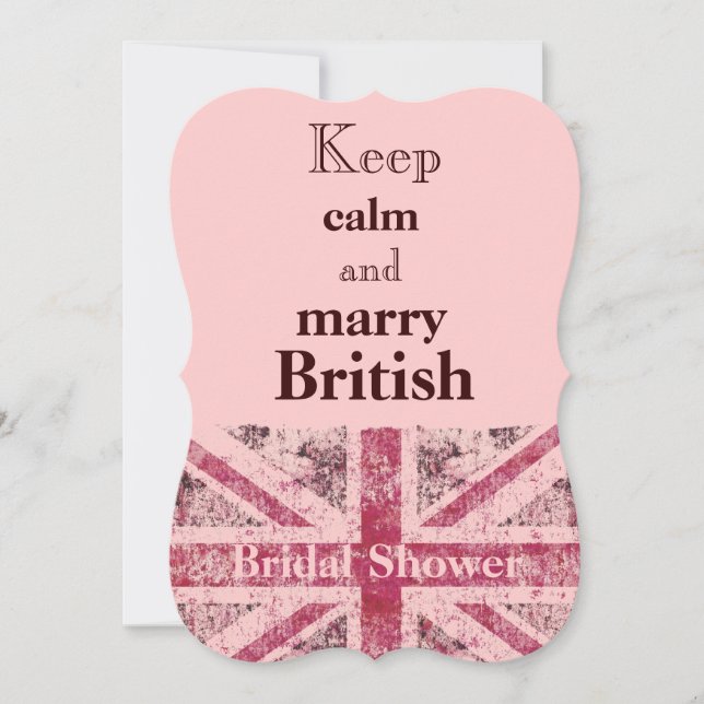 Girly grunge Union Jack british bride Invitation (Front)