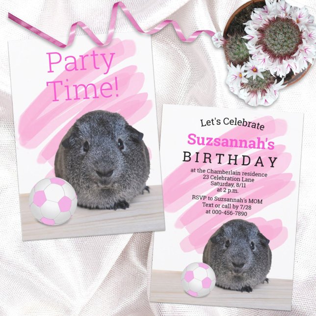 Girly Guinea Pig Pink Soccer Ball Template (Creator Uploaded)