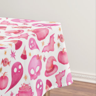 Girly Halloween Baby Shower Party Pink Tablecloth