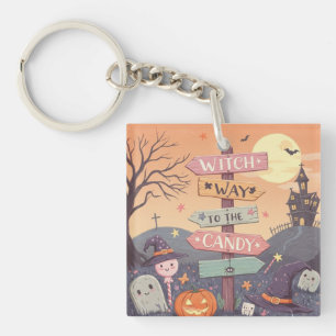 Girly Halloween - Witch Way to the Candy Key Ring