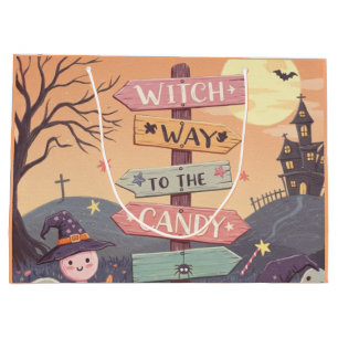 Girly Halloween - Witch Way to the Candy Large Gift Bag