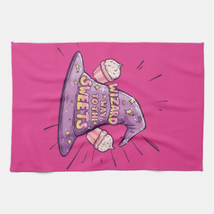 Girly Halloween - Wizard Way to the Sweets Tea Towel