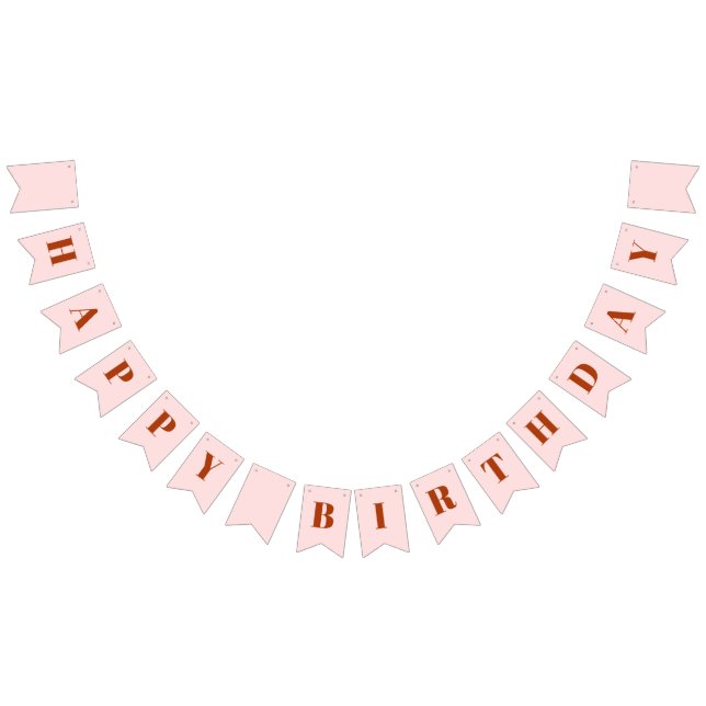 Girly Happy Birthday Blush Pink Red Birthday Bunting (All)