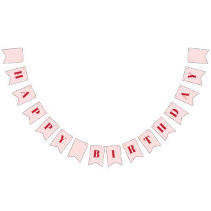 Girly Happy Birthday Blush Pink Red Birthday Bunting