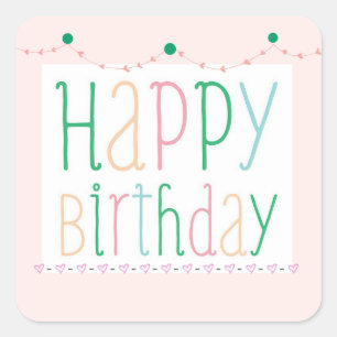 Girly Happy Birthday Stickers