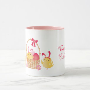 Girly Happy Easter Chicks Pink Mug
