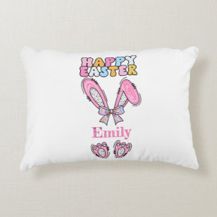 Girly Happy Easter Personalised Name Decorative Cushion