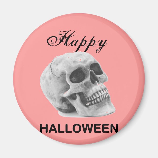 Girly Happy Halloween vintage skull graphic sketch Magnet (Front)
