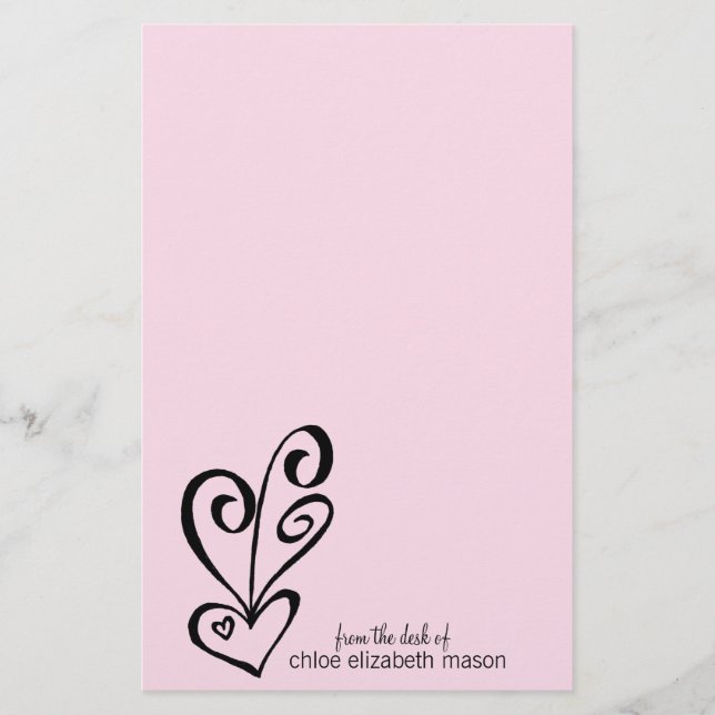 Girly Heart Doodles Stationery (Front)