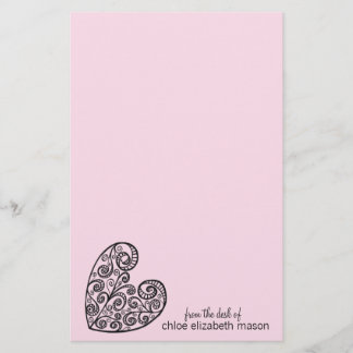 Girly Heart Doodles Stationery