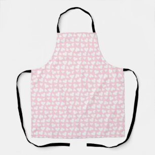 Girly Heart Pattern Pink White Apron