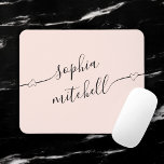 Girly Heart Script Blush Pink Mouse Mat<br><div class="desc">Minimalist and modern mouse pad.</div>