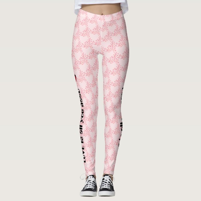 Girly heart shape polka dots yoga leggings (Front)