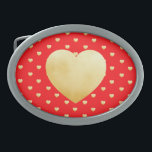 Girly Hearts Gold Faux Foil Red Pattern Belt Buckle<br><div class="desc">Faux gold foil. Transferable and customisable</div>