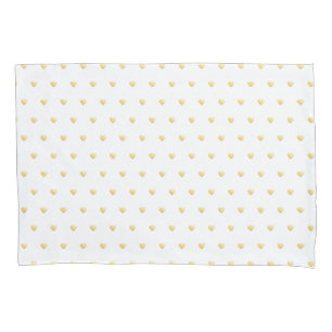 Girly Hearts Gold Faux Foil Red Pattern Pillowcase