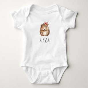 Girly Hedgehog Personalised Baby Bodysuit