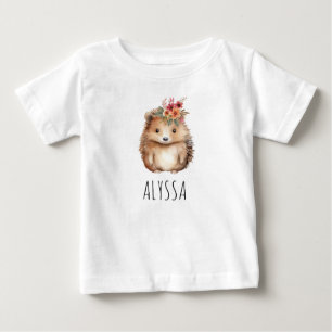 Girly Hedgehog Personalised Baby T-Shirt