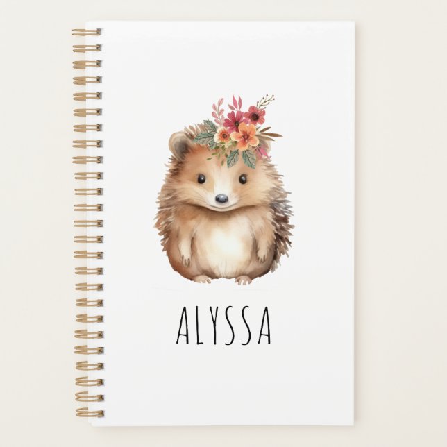 Girly Hedgehog Personalised Planner (Front)