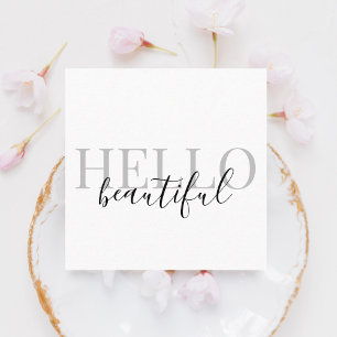 Girly Hello Beautiful Modern Minimalist Square Business Card