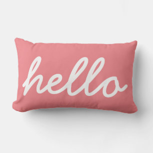 Girly Hello Typography Lumbar Cushion