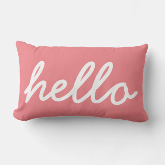 Girly Hello Typography Lumbar Cushion