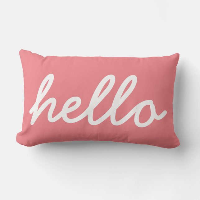 Girly Hello Typography Lumbar Cushion (Front)