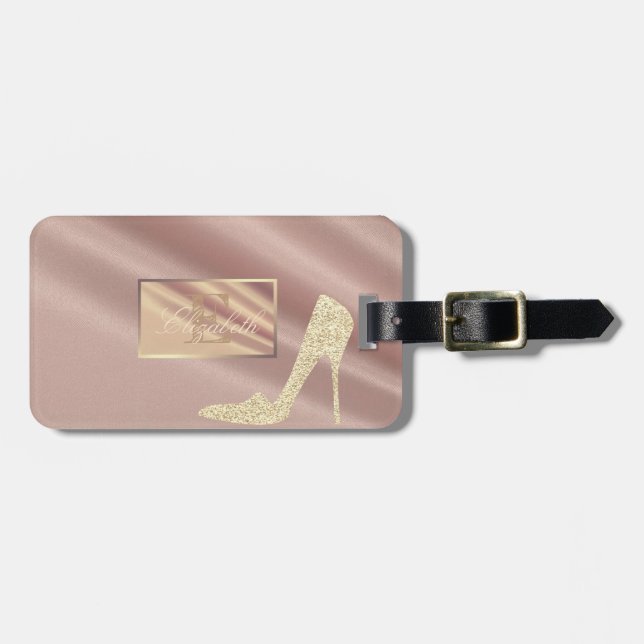 Girly , High Heel , Monogram-Personalised Luggage Tag (Front Horizontal)