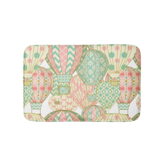 Girly Hot Air Balloons Pattern Bath Mat (Front)